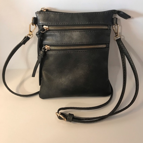 unbranded Handbags - ⚫️Distressed Dark Gray/Black Double Zipper Small Crossbody Purse